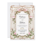 Elegant Vintage Blush Floral Wedding Invitation