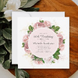 Elegant Vintage Blush Pink Floral 60th Birthday Invitation<br><div class="desc">Elegant modern botanical/garden-style blush pink watercolor vintage floral (roses) and painted green leaves on square white 60th birthday invitation.  Text,  font,  font size and colour are completely customisable,  so this card can be customised to perfectly suit your needs.</div>