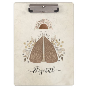 Elegant Vintage Bohemian Moth Butterfly Clipboard