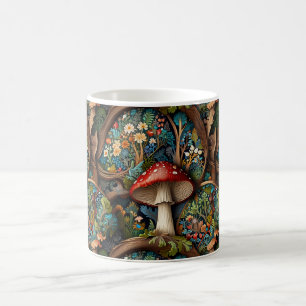 Elegant vintage bohemian mushroom forest coffee mug