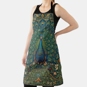 Elegant vintage bohemian peacock design apron