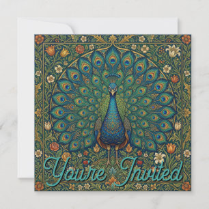 Elegant vintage bohemian peacock design invitation