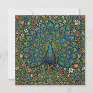 Elegant vintage bohemian peacock design invitation