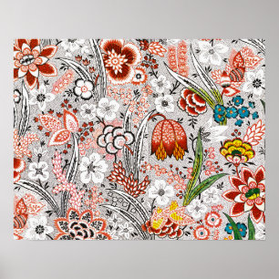 Elegant Vintage Boho Abstract Floral Artwork Poster
