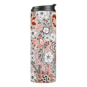 Elegant Vintage Boho Abstract Floral Artwork   Thermal Tumbler