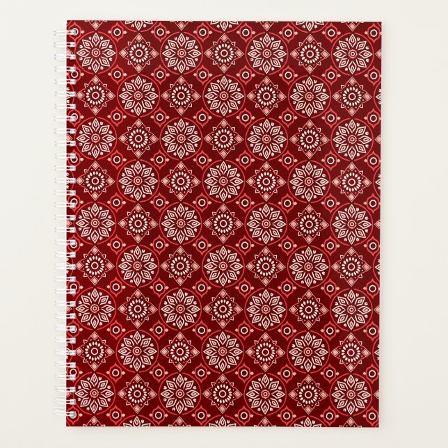 Elegant Vintage Boho Geometric Floral Pattern Planner (Front)