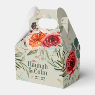 Elegant Vintage Boho Red Orange Grey Favour Box