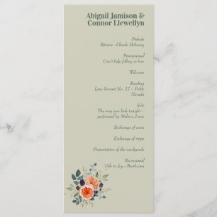 Elegant Vintage Boho Red Orange Grey Programme