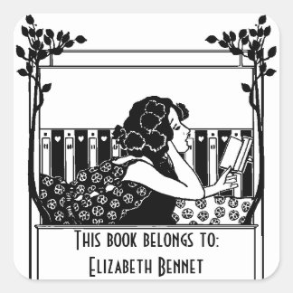 Elegant Vintage Bookplate Square Sticker