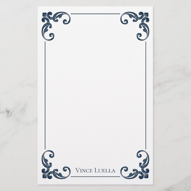 Elegant Vintage Border Classic Stationery (Front)