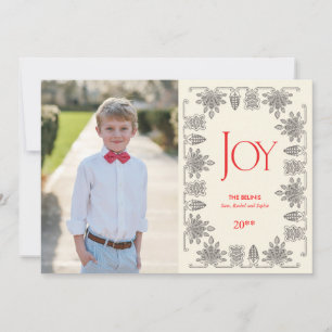 Elegant Vintage Border Holiday Vertical Photo Card
