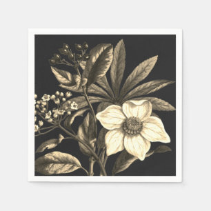 Elegant Vintage Botanical Beige Christmas Rose Napkin