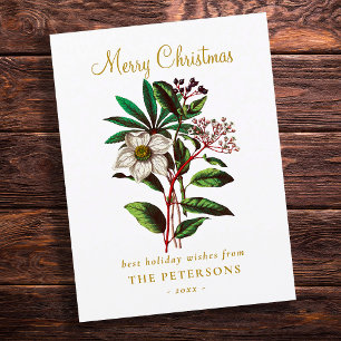 Elegant Vintage Botanical Christmas Rose Flower