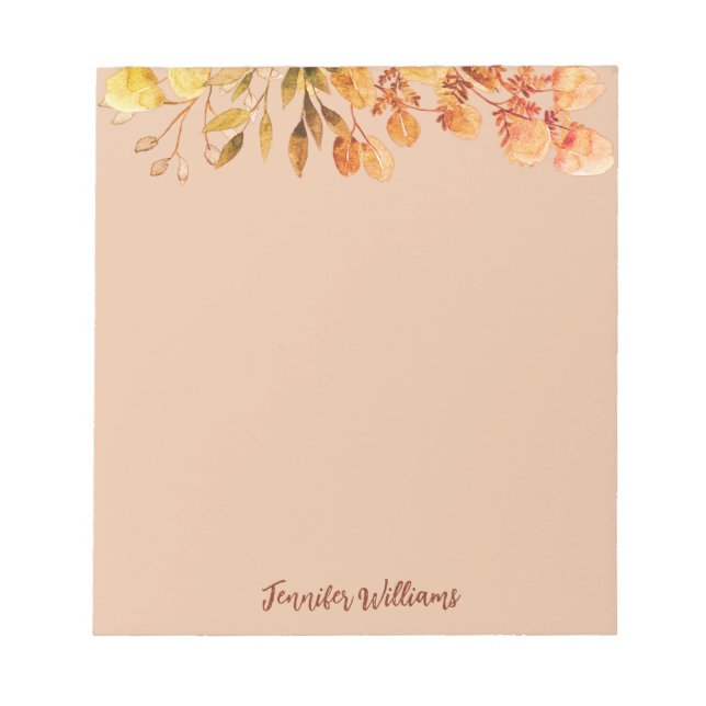 Elegant vintage botanical frame leaves named notepad (Front)