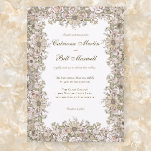Elegant Vintage Botanical Frame Wedding Invitation