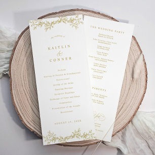 Elegant Vintage Botanical  Gold Wedding Program Programme