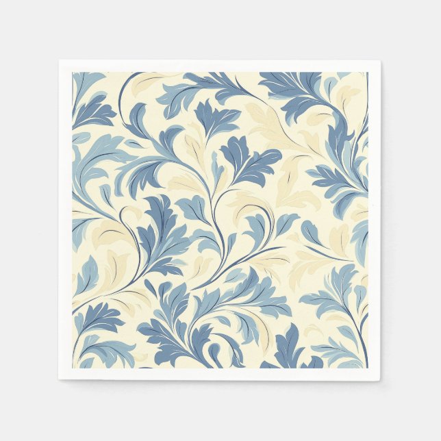 Elegant Vintage Botanical Scrollwork Design Napkin (Front)