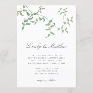 Elegant Vintage Botanical Vine Wedding Invitation