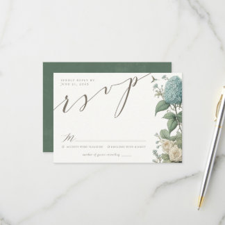 Elegant Vintage Botanical Wedding RSVP Card