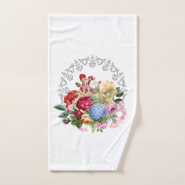 Elegant Vintage Botanical with Silver Wreath Hand Towel (Hand Towel)