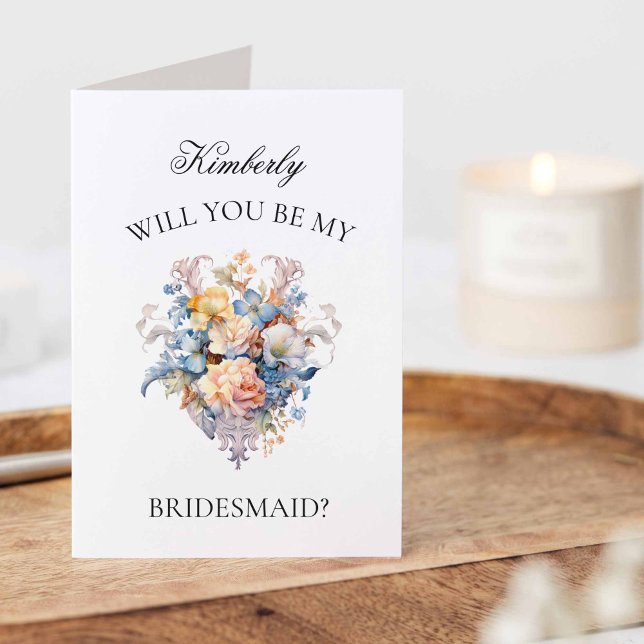 Elegant Vintage Bouquet Bridesmaid Proposal Invitation (Elegant Vintage Bouquet - Will you be my Bridesmaid card)