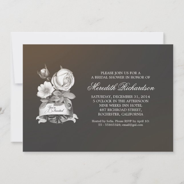elegant vintage bridal shower invitation (Front)