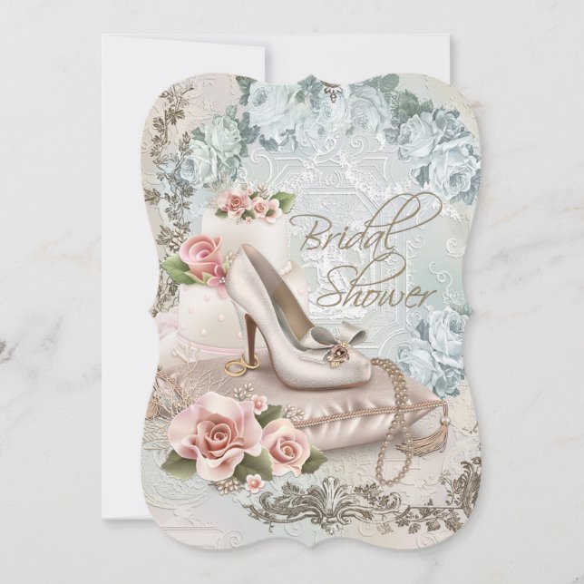 Elegant Vintage Bridal Shower Invitation (Front)