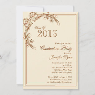 Elegant Vintage Brown Graduation Party Invitation