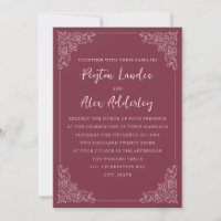 Elegant Vintage Burgundy Berry Wedding Invitation