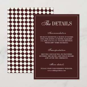 Elegant Vintage Burgundy Formal Wedding Details Enclosure Card