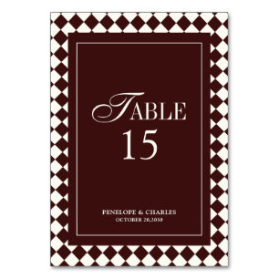 Elegant Vintage Burgundy Formal Wedding Table Number