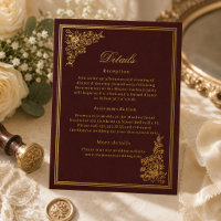 Elegant Vintage Burgundy Regency Wedding RSVP Card