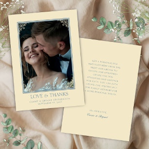 Elegant Vintage Butter Yellow Regency Era Wedding Thank You Card