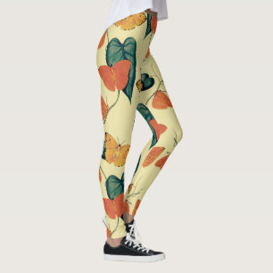 Elegant Vintage Butterflies and Leaves Pattern Leggings