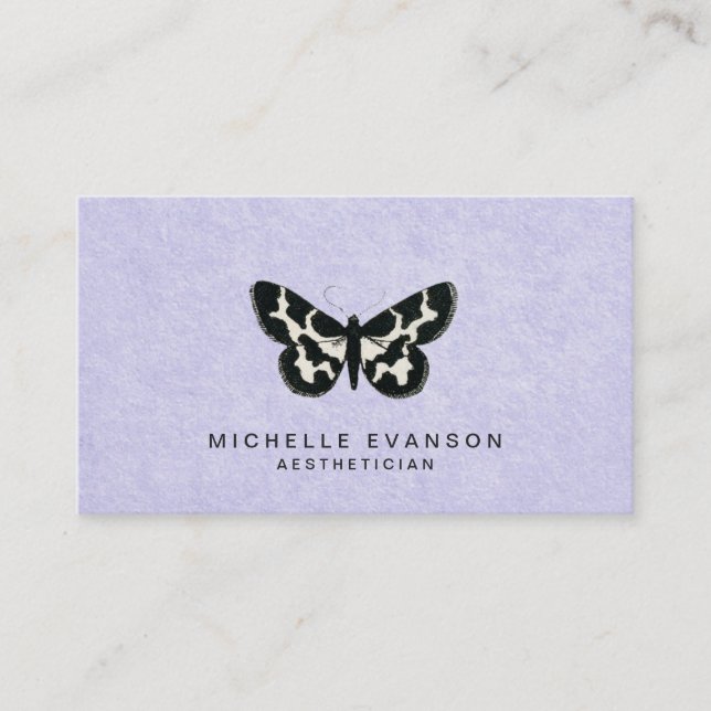 Elegant Vintage Butterfly Lavender Purple Business Card (Front)