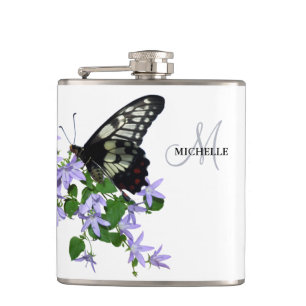 Elegant vintage Butterfly name Hip Flask