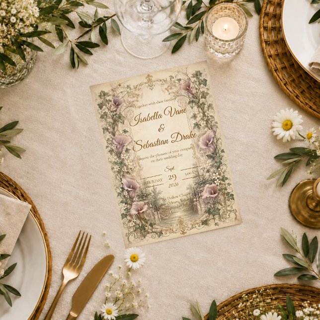 Elegant Vintage Calla Lily Wedding Invitation (Creator Uploaded)