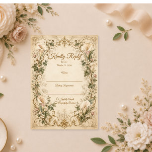Elegant Vintage Calla Lily Wedding RSVP Card