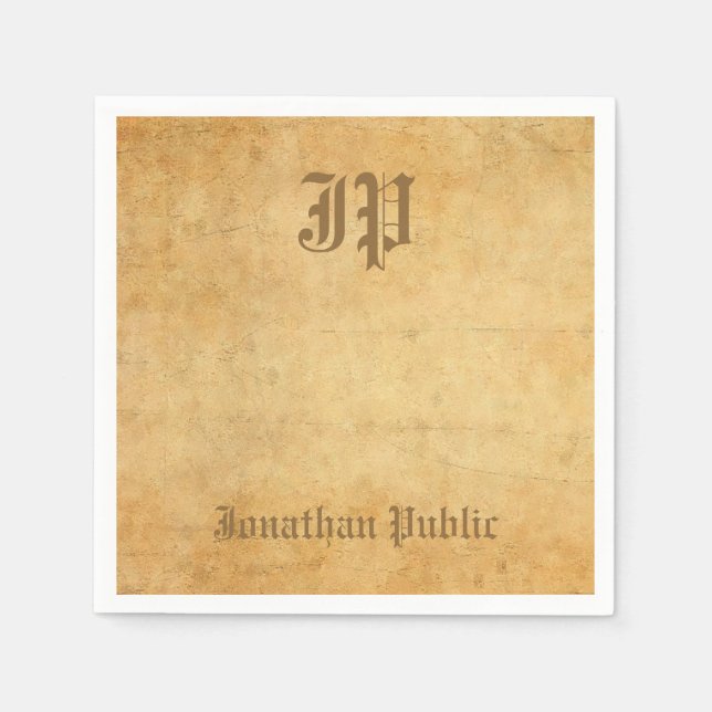 Elegant Vintage Calligraphy Monogram Template Napkin (Front)