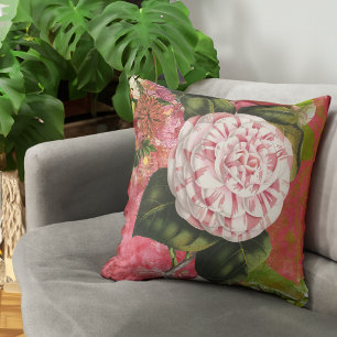 Elegant Vintage Camellia Floral Collage Cushion