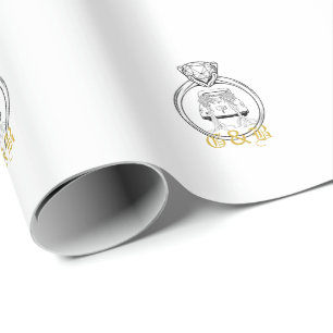 Elegant Vintage Car & Ring Wedding Stickers Wrapping Paper