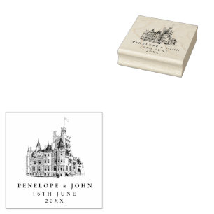 Elegant Vintage Castle Destination Wedding Rubber Stamp