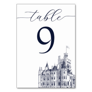 Elegant Vintage Castle Destination Wedding Table Number