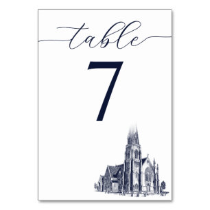 Elegant Vintage Castle Illustration Wedding Table Number