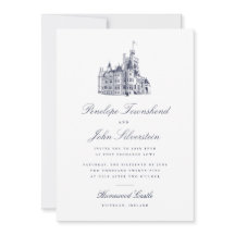 Elegant Vintage Castle Script Illustration Wedding