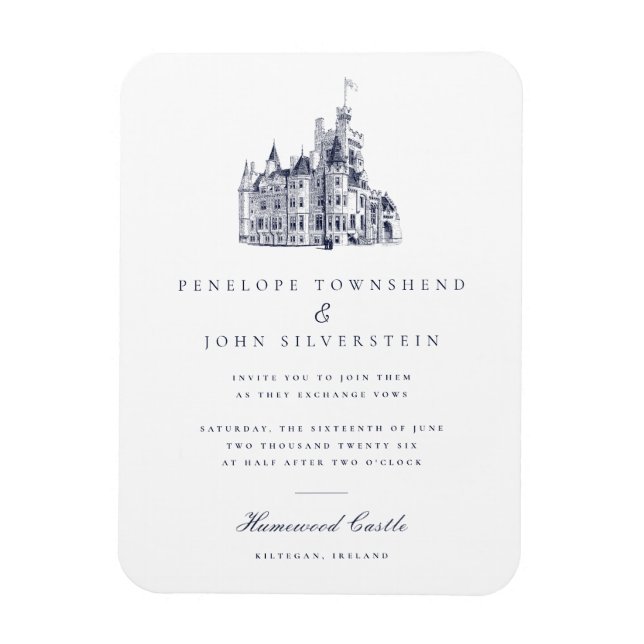 Elegant Vintage Castle Wedding Invitation Magnet (Vertical)