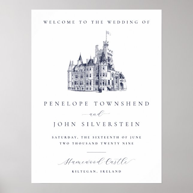 Elegant Vintage Castle Welcome Wedding Poster (Front)