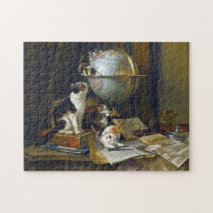 Elegant Vintage Cats Mother Cat & Cute Kittens    Jigsaw Puzzle