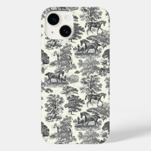 Elegant Vintage Chic Black White Horse Toile Case-Mate iPhone 14 Case