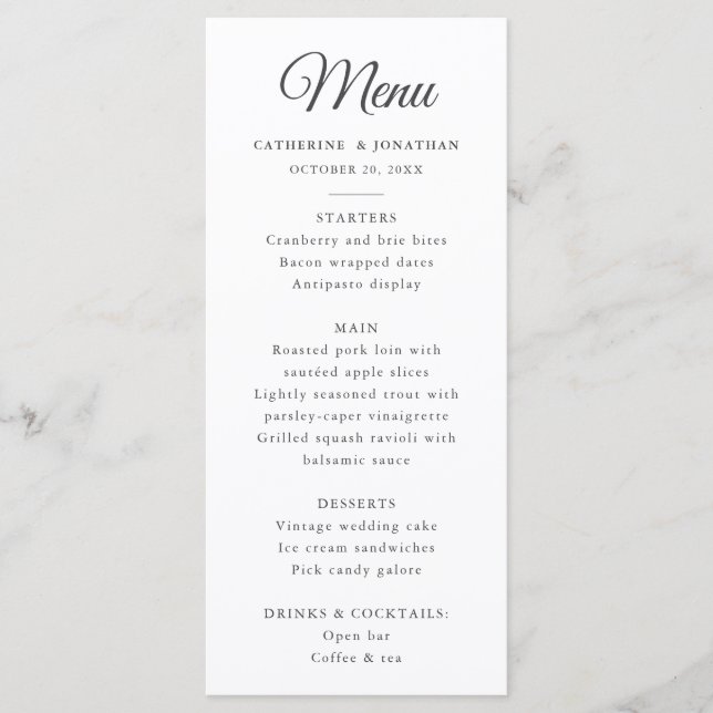 Elegant Vintage Chic Black White Toile Deer Menu (Front)